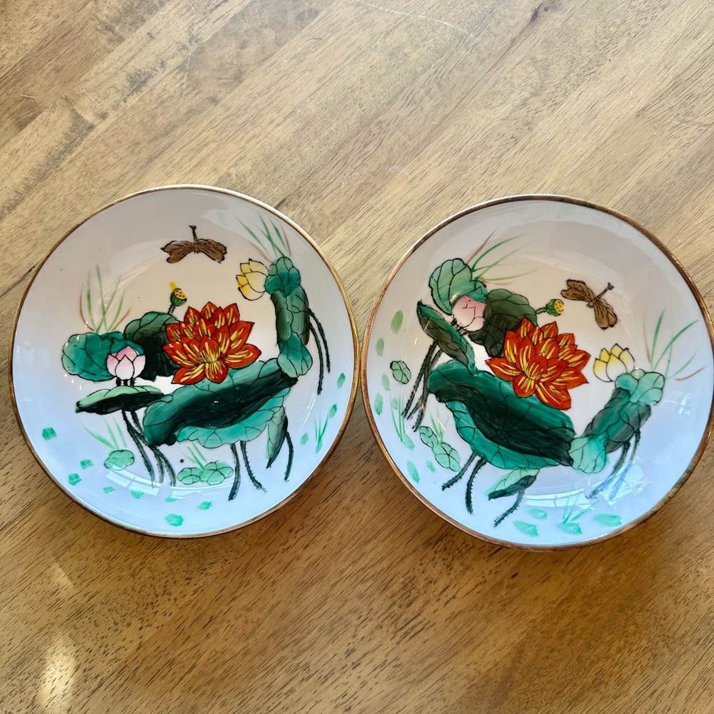 Vintage Floral Chinese Handpainted Decorative Plates